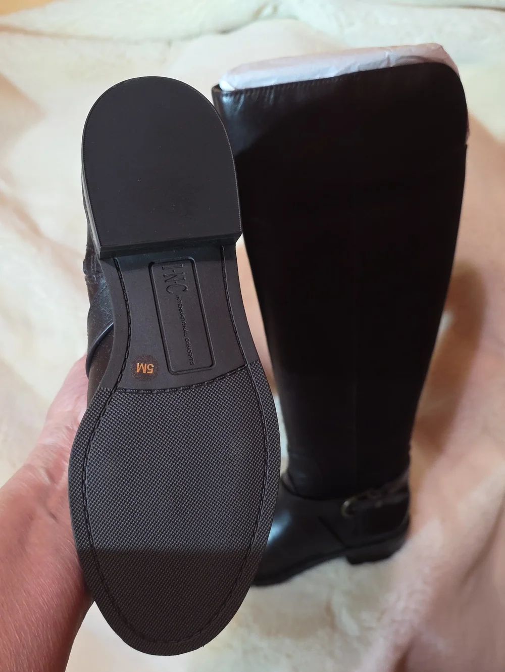INC International Concepts Dark Brown Leather Buckle Boots